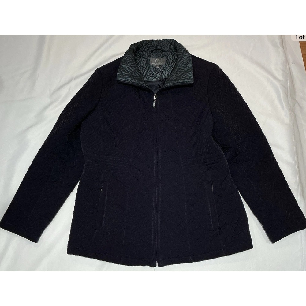 Gallery New York Qulited Jacket Large Womens Blue Full Zip